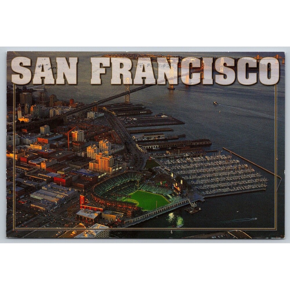 San Francisco Postcard AT&T Park Aerial View Giants Baseball Stadium CA Posted